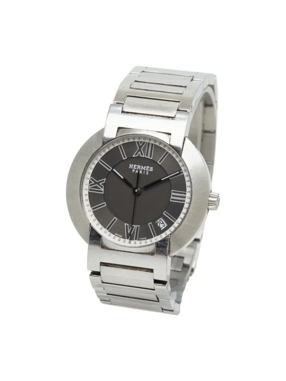 Hermes Nomade Auto Quartz Watch Gray Silver Stainless Steel
